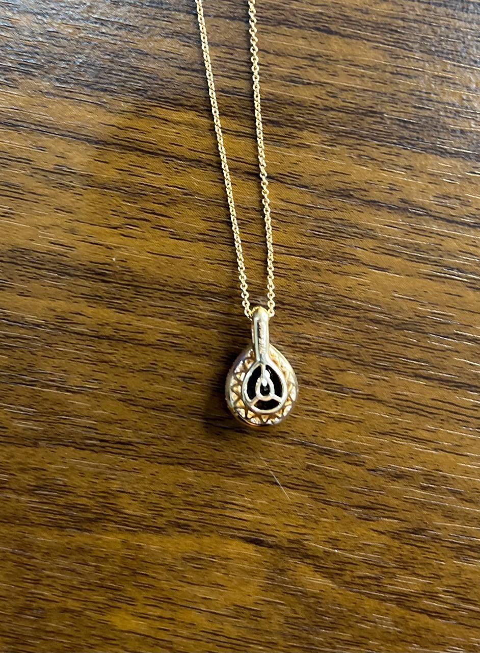 Collana con ciondolo in oro 14K a forma di goccia di quarzo marrone fumé con diamante a raggiera in vendita 2