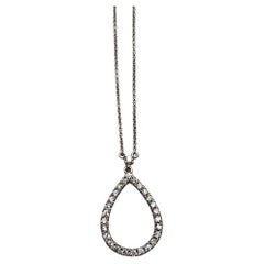 Birne Teardrop Form Ei Diamanten Halo Motiv 18K Weißgold Anhänger Halskette