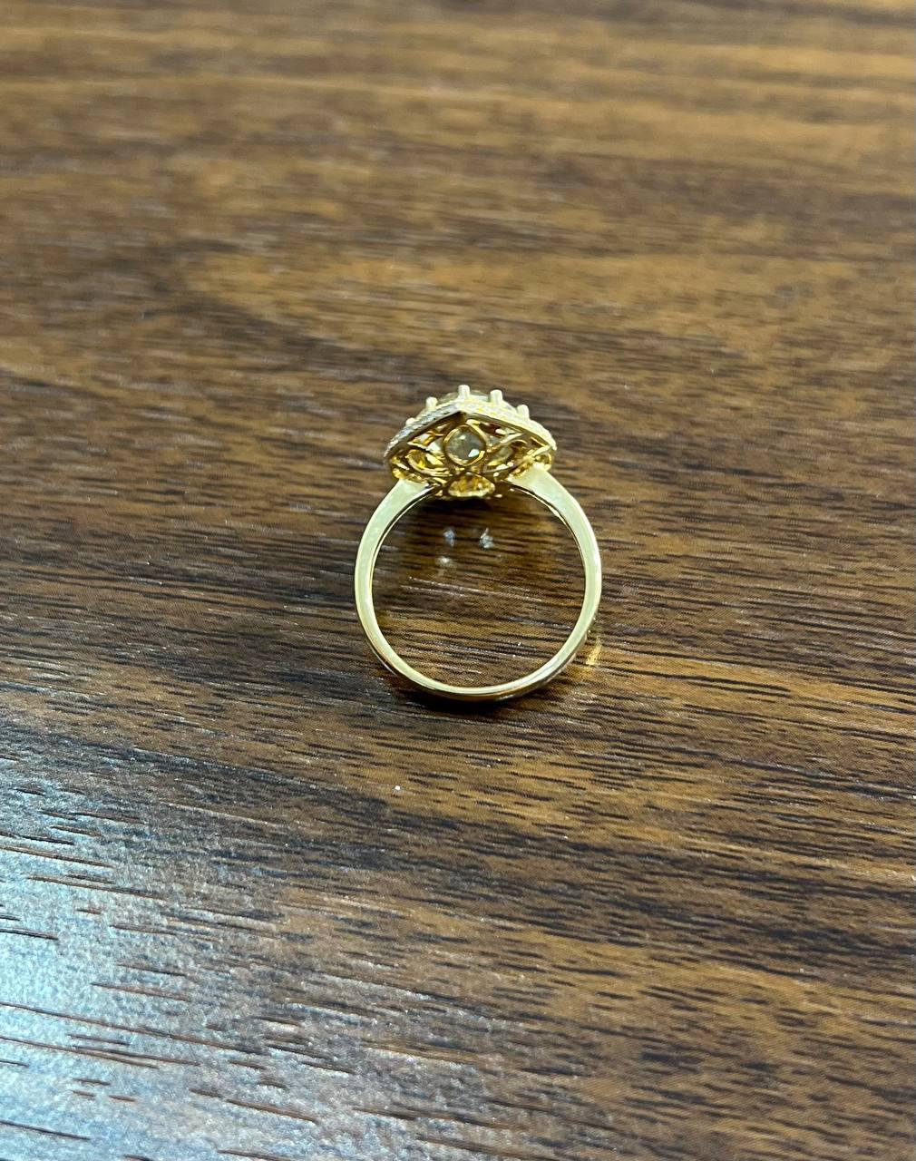 Pear Teardrop Shape Green Amethyst Prasiolite Diamonds Halo Gold Cocktail Ring For Sale 2
