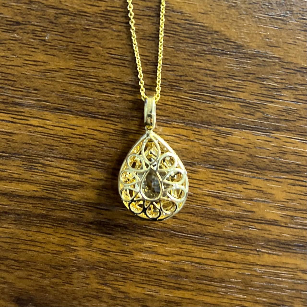 Collier pendentif en forme de goutte d'améthyste verte prasiolite or diamant halo poire en vente 3