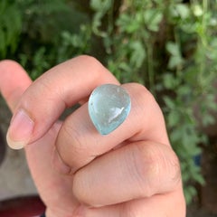 Pietra preziosa sfusa con cabochon di acquamarina naturale a forma di pera/lacrima per gioielli, 20 mm