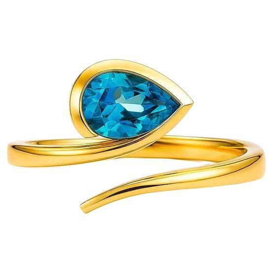 Birnentopas offener Ring aus 14k Gold
