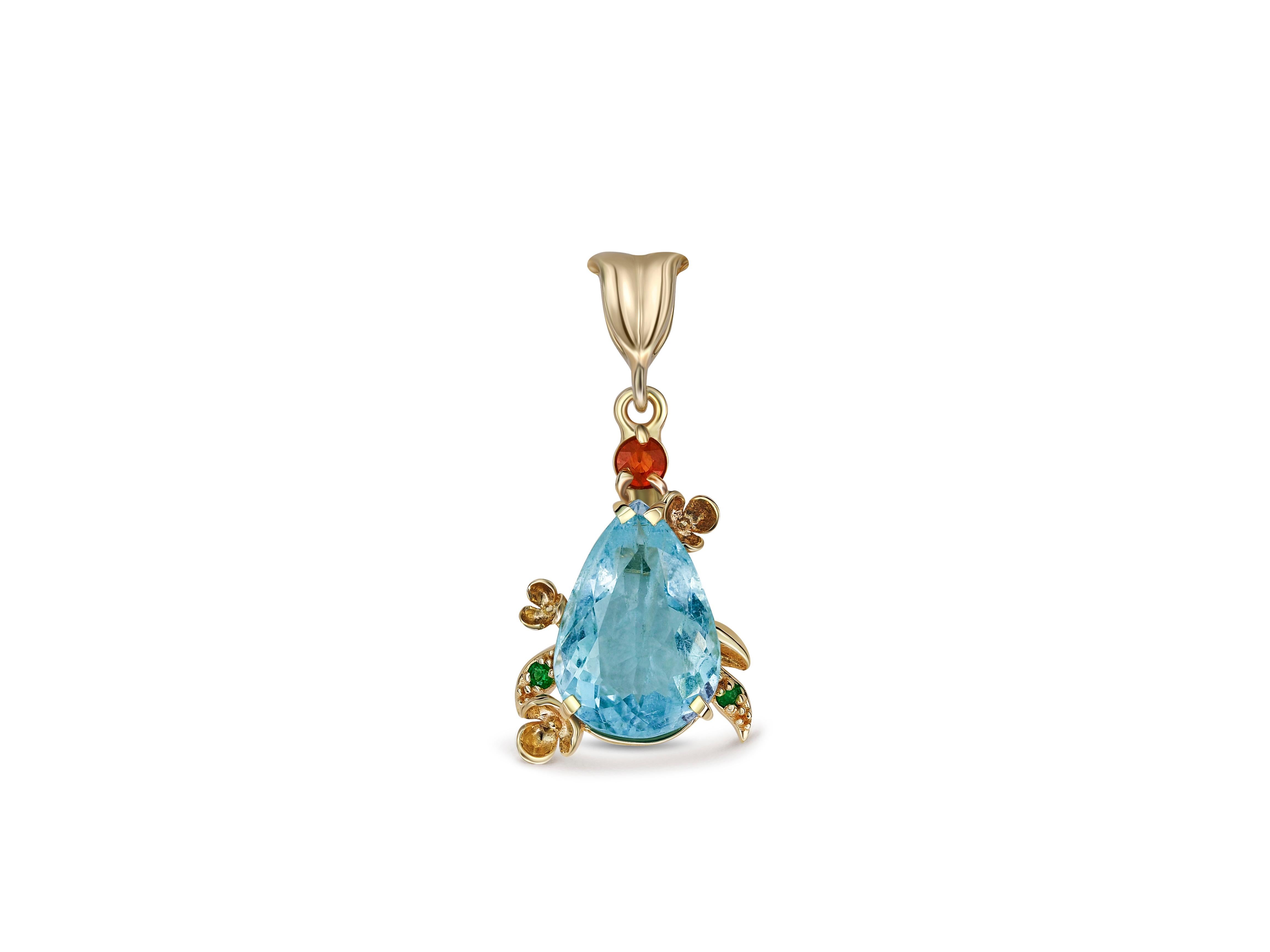 Pear Topaz Pendant in 14 Karat Gold.  In New Condition For Sale In Istanbul, TR