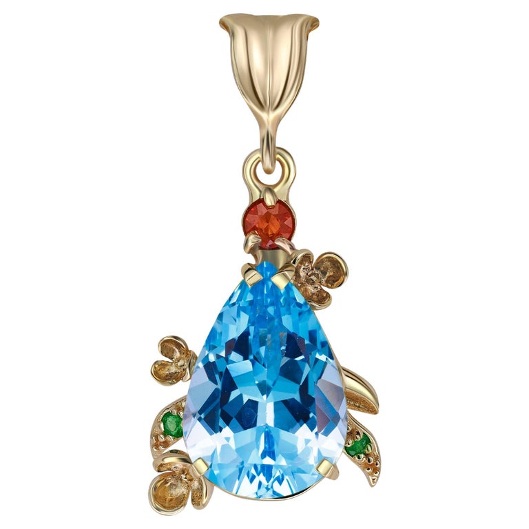 Pear Topaz Pendant in 14 Karat Gold For Sale at 1stDibs
