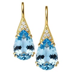 Pear Topaz silver gold earrings