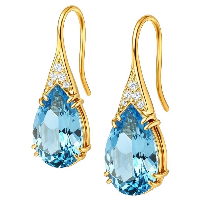Pear Topaz silver gold earrings