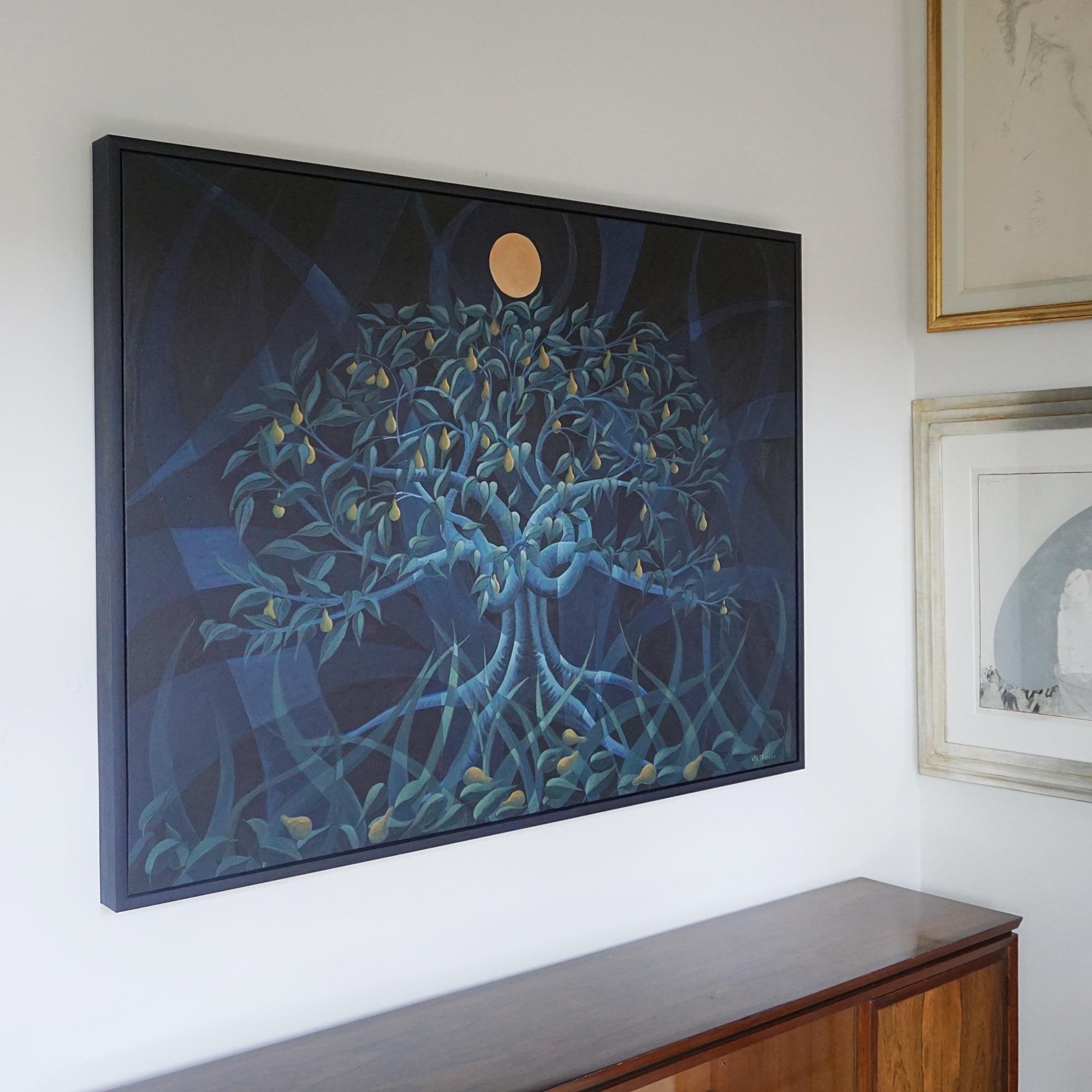 'Pear Tree in Moonlight' Contemporary oil on Canvas by Vera Jefferson In Excellent Condition For Sale In Forest Row, East Sussex