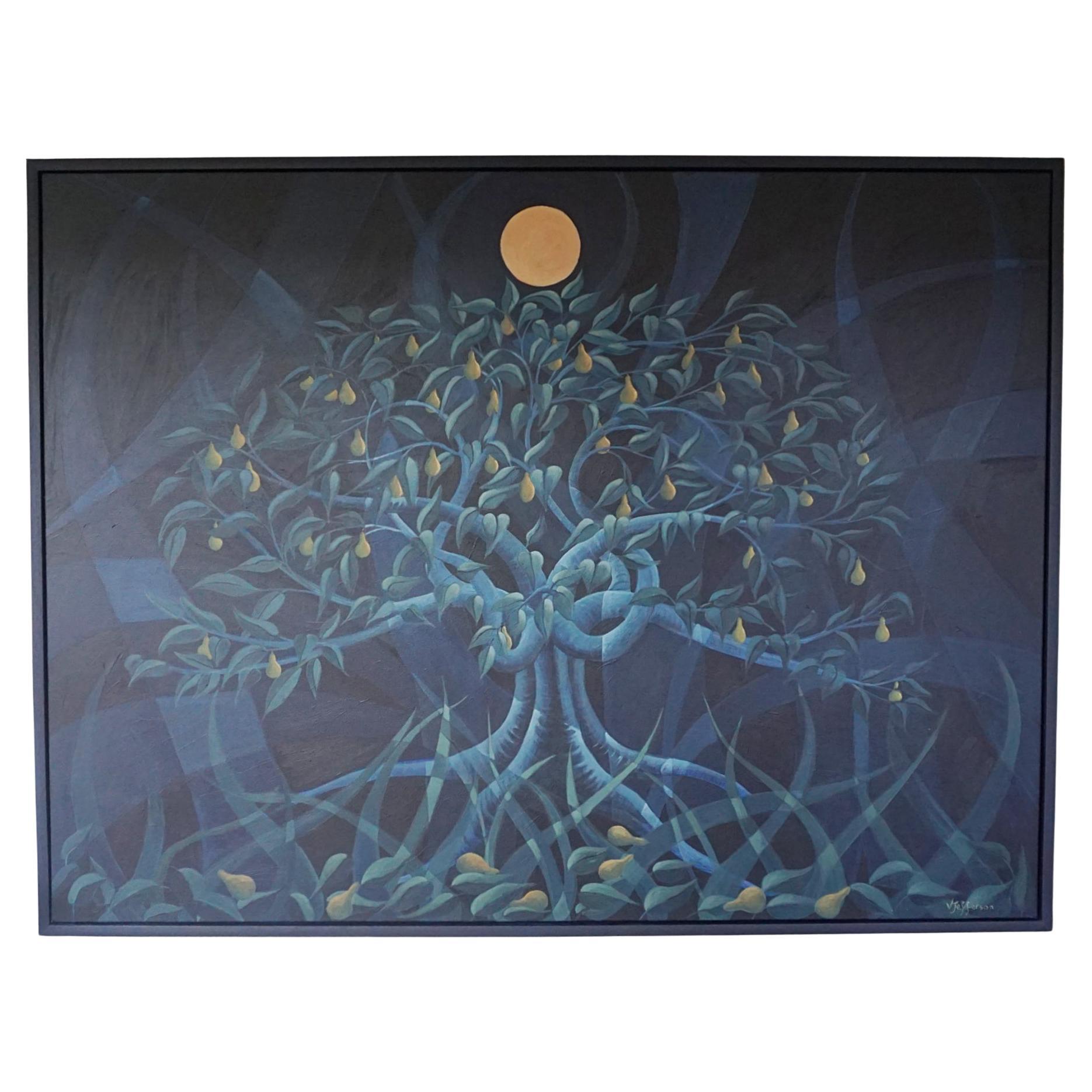 'Pear Tree in Moonlight' Contemporary oil on Canvas by Vera Jefferson For Sale