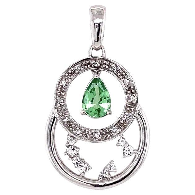 Collier avec pendentifs en poire, tsavorite, grenat vert GIA et topaze blanche en vente