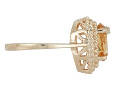 Pear Yellow Beryl Engagement Ring White Diamond Braided 14 Karat Yellow Gold