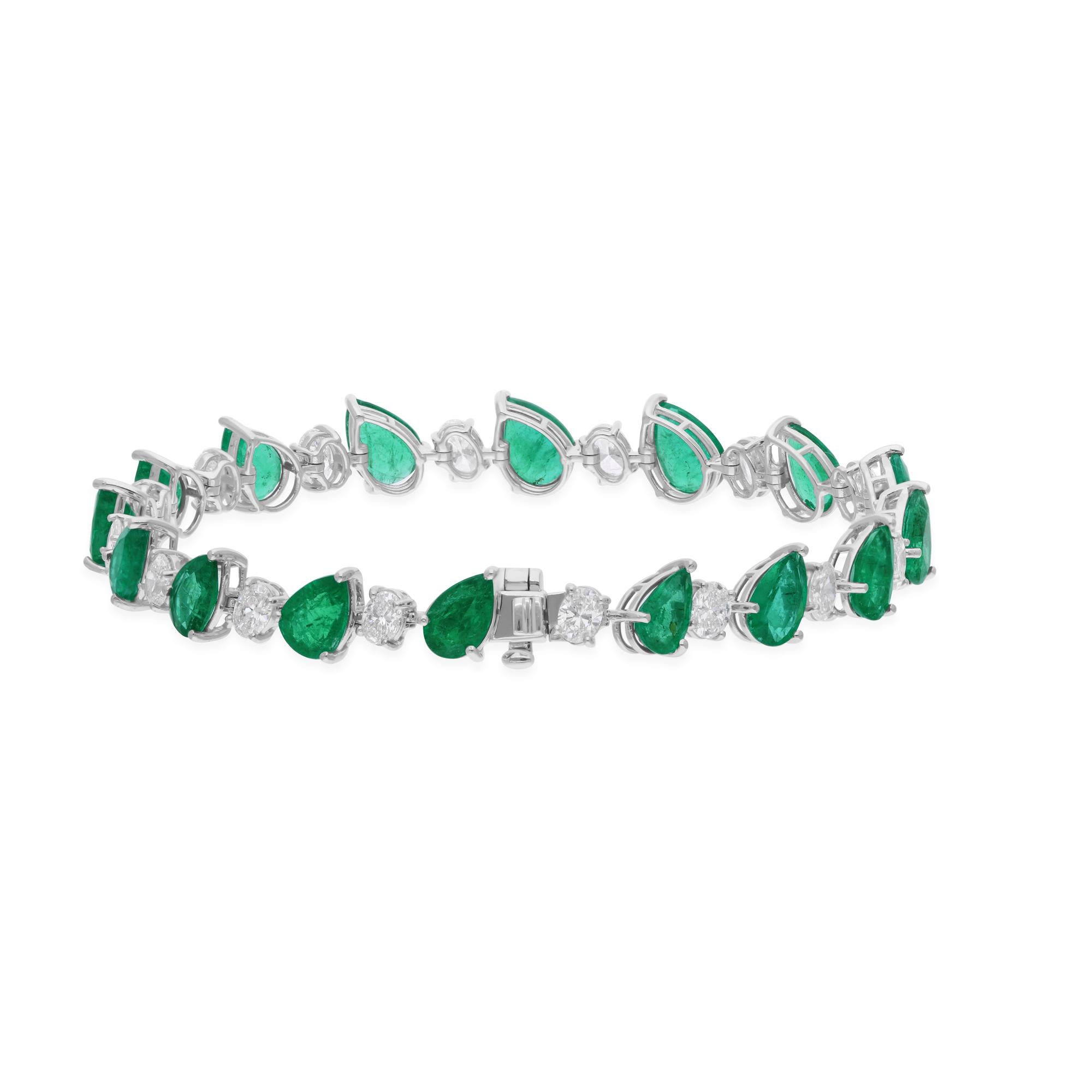 Cast from 18-karat gold, these exquisite bracelet is handset with 11.20 carats Zambian emerald and 3.42 carats of sparkling diamonds.

FOLLOW SPECTRUM JEWELS storefront to view the latest collection & exclusive pieces. Spectrum Jewels is proudly
