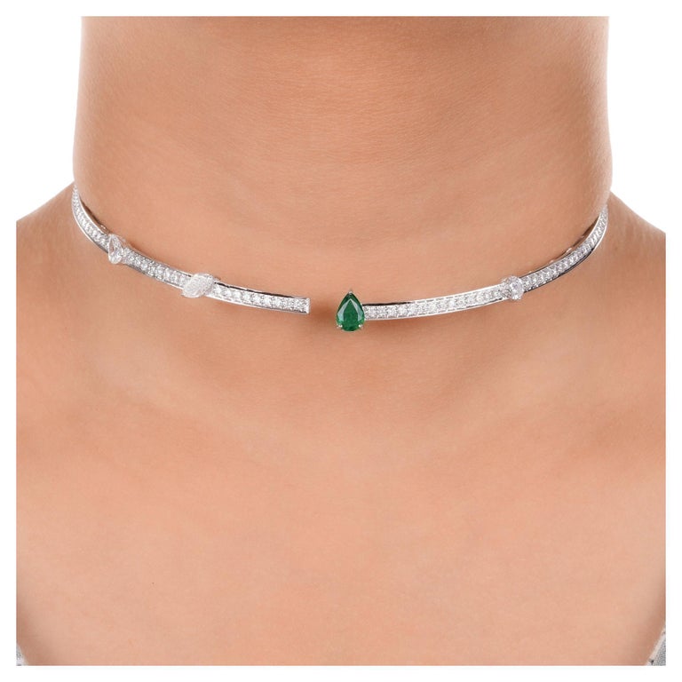 Diamond Ras De Cou Or Blanc 18 Carats Ras De Cou Or Diamant