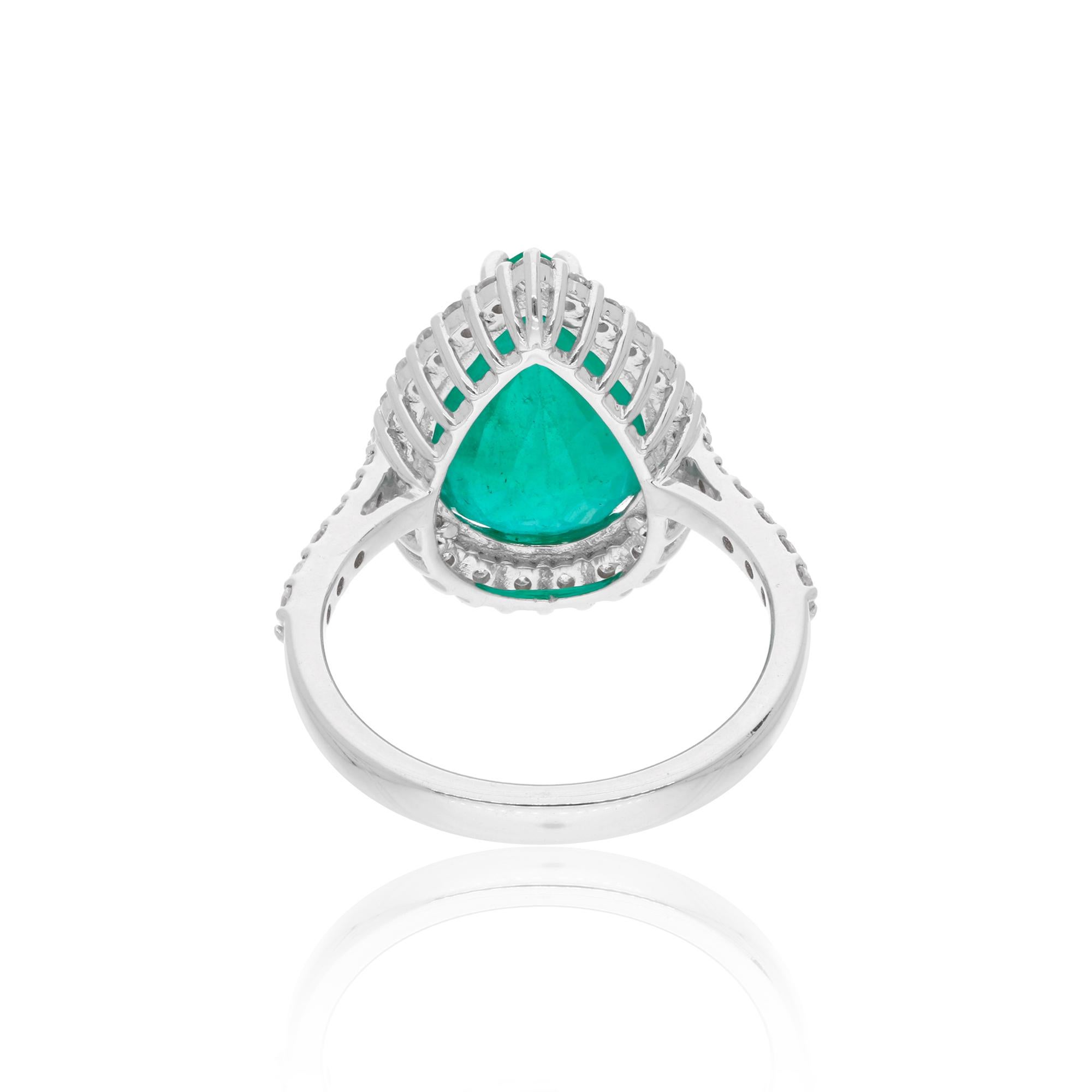 This Dainty Diamond Emerald Ring with 0.65 ct. Genuine Diamonds & 5.18 ct. Natural Emerald is a promise of perfection and purity. This Ring is set in 18k Solid White Gold. You can choose this ring in 10k/14k/18k, Rose Gold/White Gold/Yellow