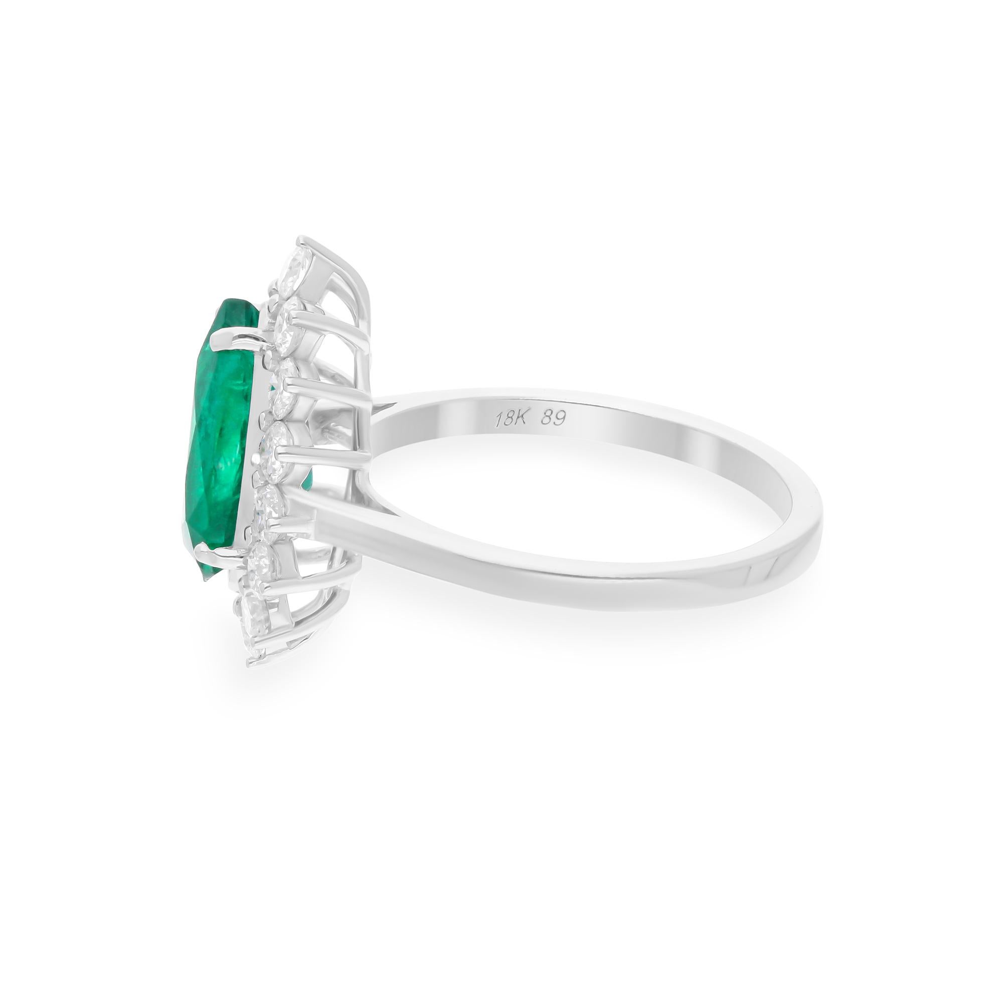 Cast from 14-karat gold, these exquisite ring is handset with 2.25 carats Zambian Emerald gemstone and 0.90 carats of sparkling diamonds.

FOLLOW SPECTRUM JEWELS storefront to view the latest collection & exclusive pieces. Spectrum Jewels is proudly