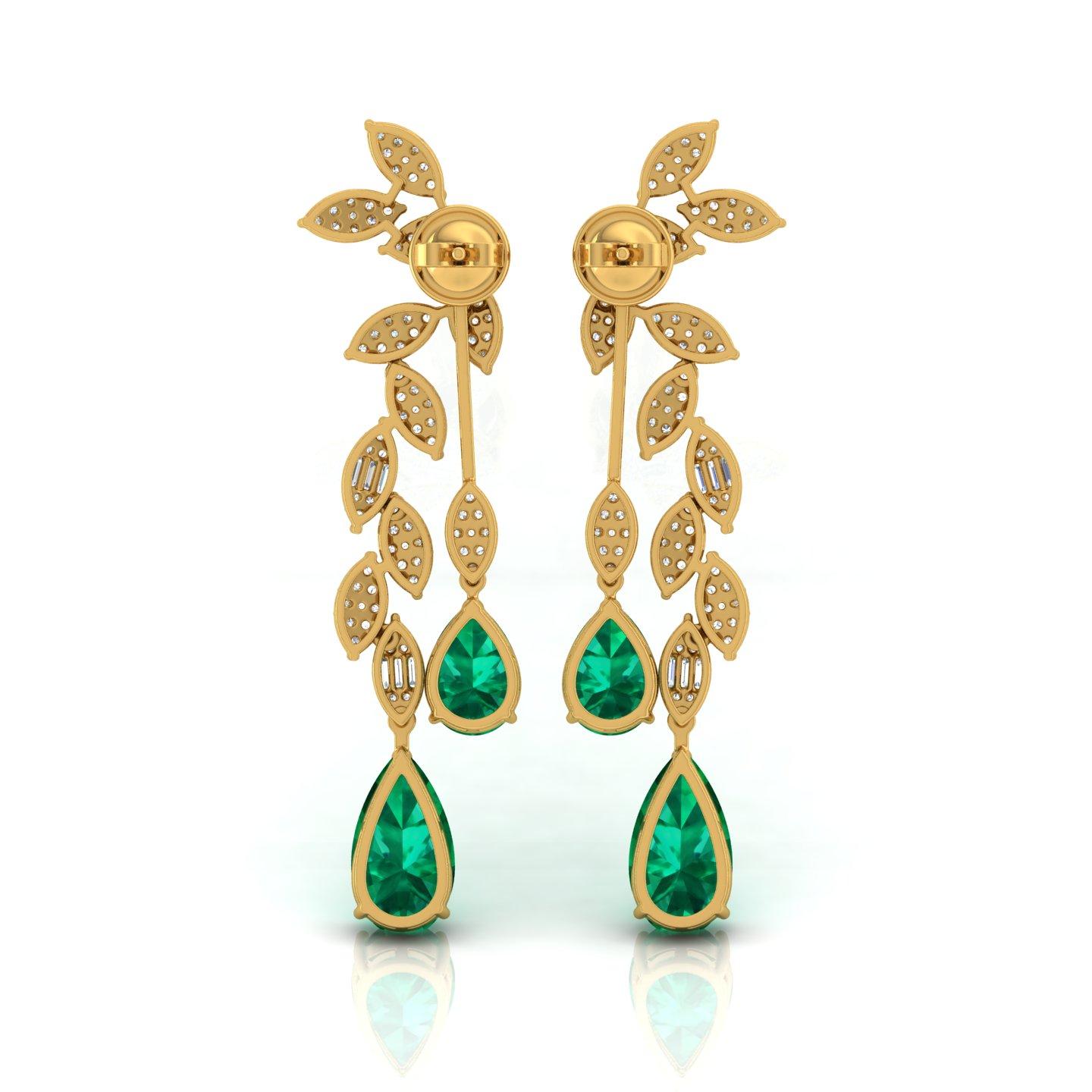 Item Code :- CN-23993
Gross Wt :- 20.20 gm
18k Yellow Gold Wt :- 18.69 gm
Diamond Wt :- 4 Ct  ( AVERAGE DIAMOND CLARITY SI1-SI2 & COLOR H-I )
Emerald Wt :- 3.55 Ct
Earrings Size :- 59.09x25.51 mm approx.
✦ Sizing
.....................
We can adjust