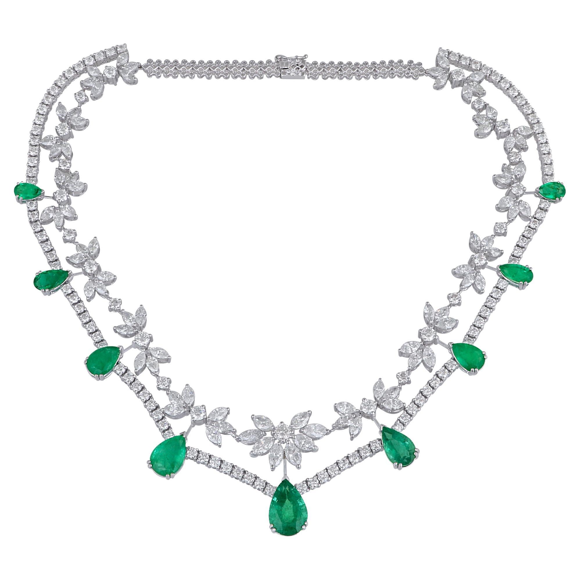 Diamond Pave Pear Emerald Bib Necklace For Sale at 1stDibs