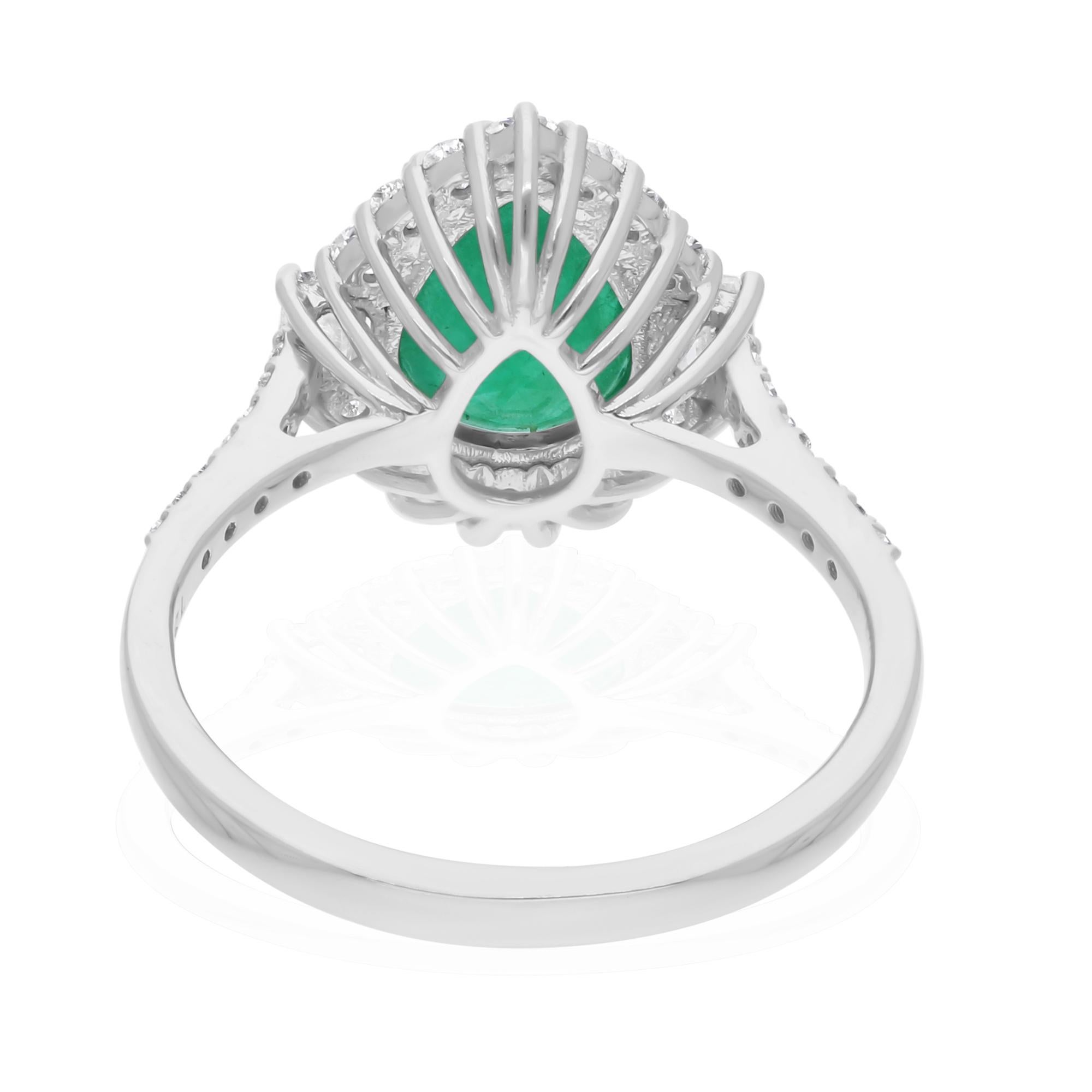 Cast from 14-karat gold, these exquisite ring is handset with 1.60 carats Zambian emerald and 0.71 carats of sparkling diamonds.

The ring is a size 7 US and may be resized to larger or smaller upon request. FOLLOW SPECTRUM JEWELS storefront to view