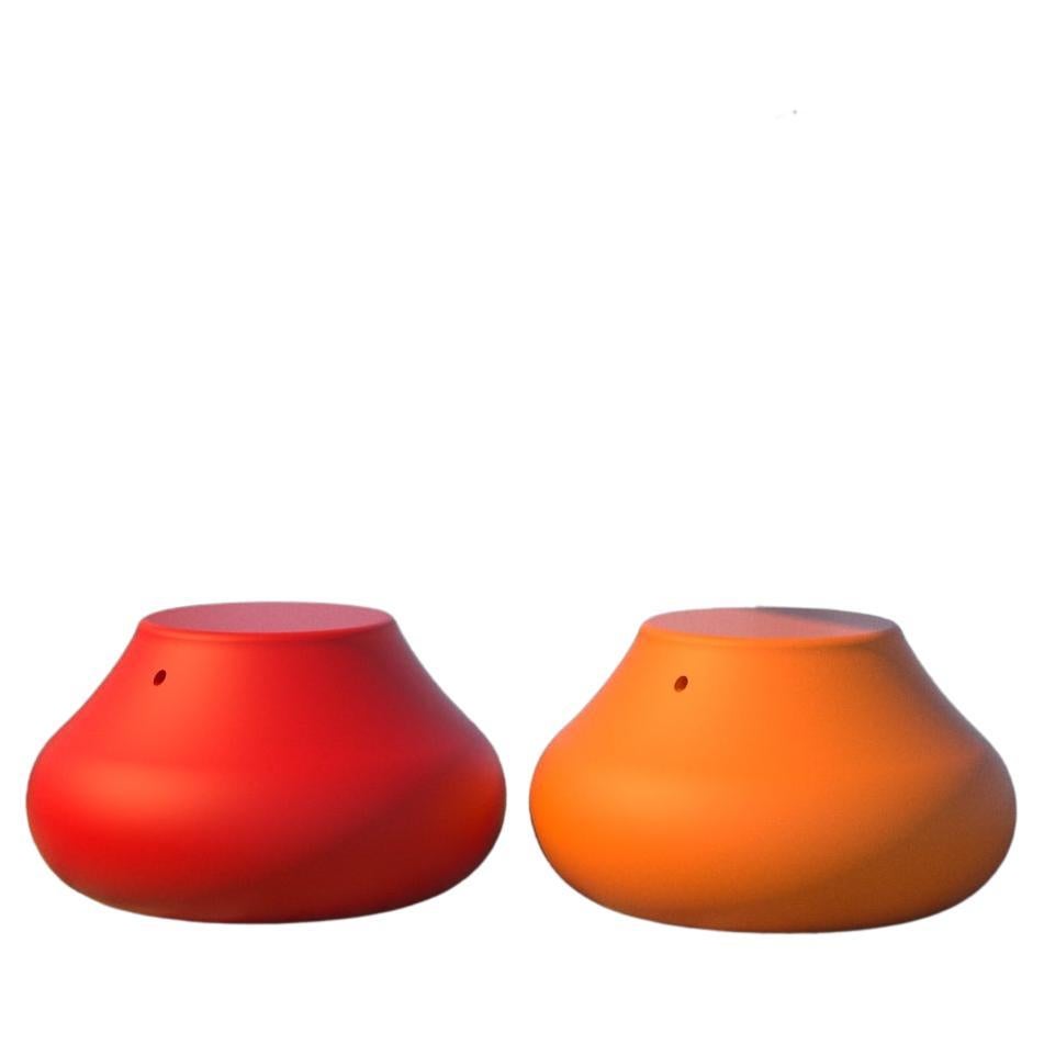 Peardrop Pouf in Polyurethane Foam by Esti Barnes, Red, Orange, Custom For Sale