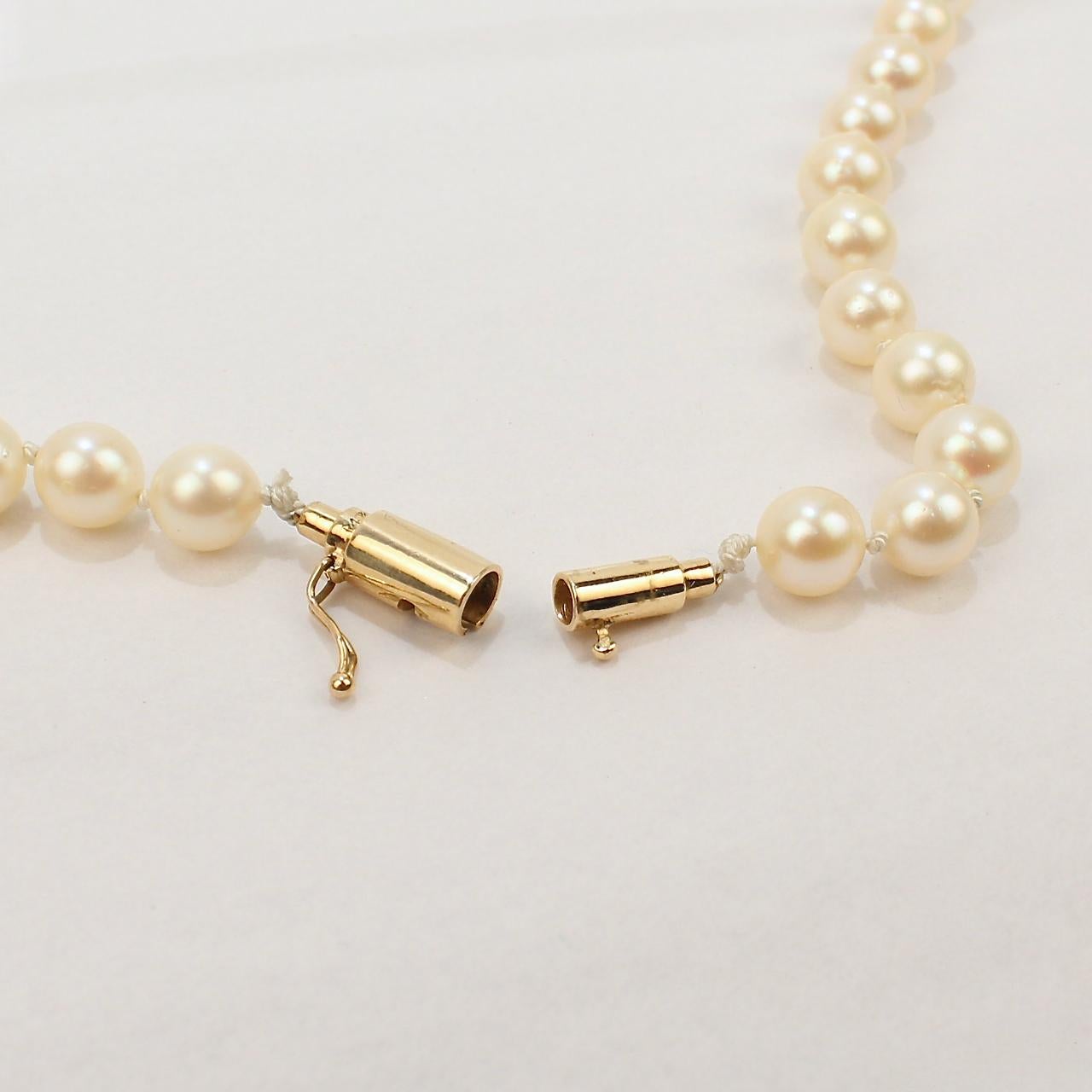 Collana con perle e chiusura a barile in oro 14 carati in vendita 5