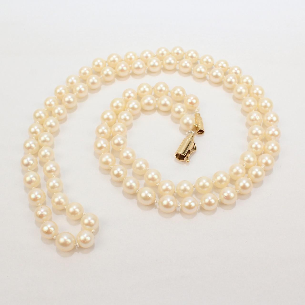 Pearl and 14 Karat Gold Barrel Clasp Necklace For Sale at 1stDibs ...