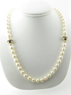 Pearl 14 Karat Yellow Gold and Diamond Necklace with Extender