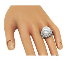 Pearl 1.40ct Diamond 18k White Gold Ring
