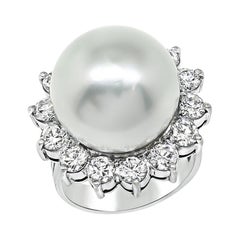 Pearl 1.40ct Diamond 18k White Gold Ring