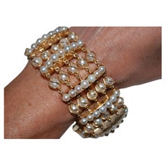 Mehrstrangiges Perlen-Armband aus 14k Gold