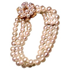 Pearl, 14kt gold and diamond bracelet