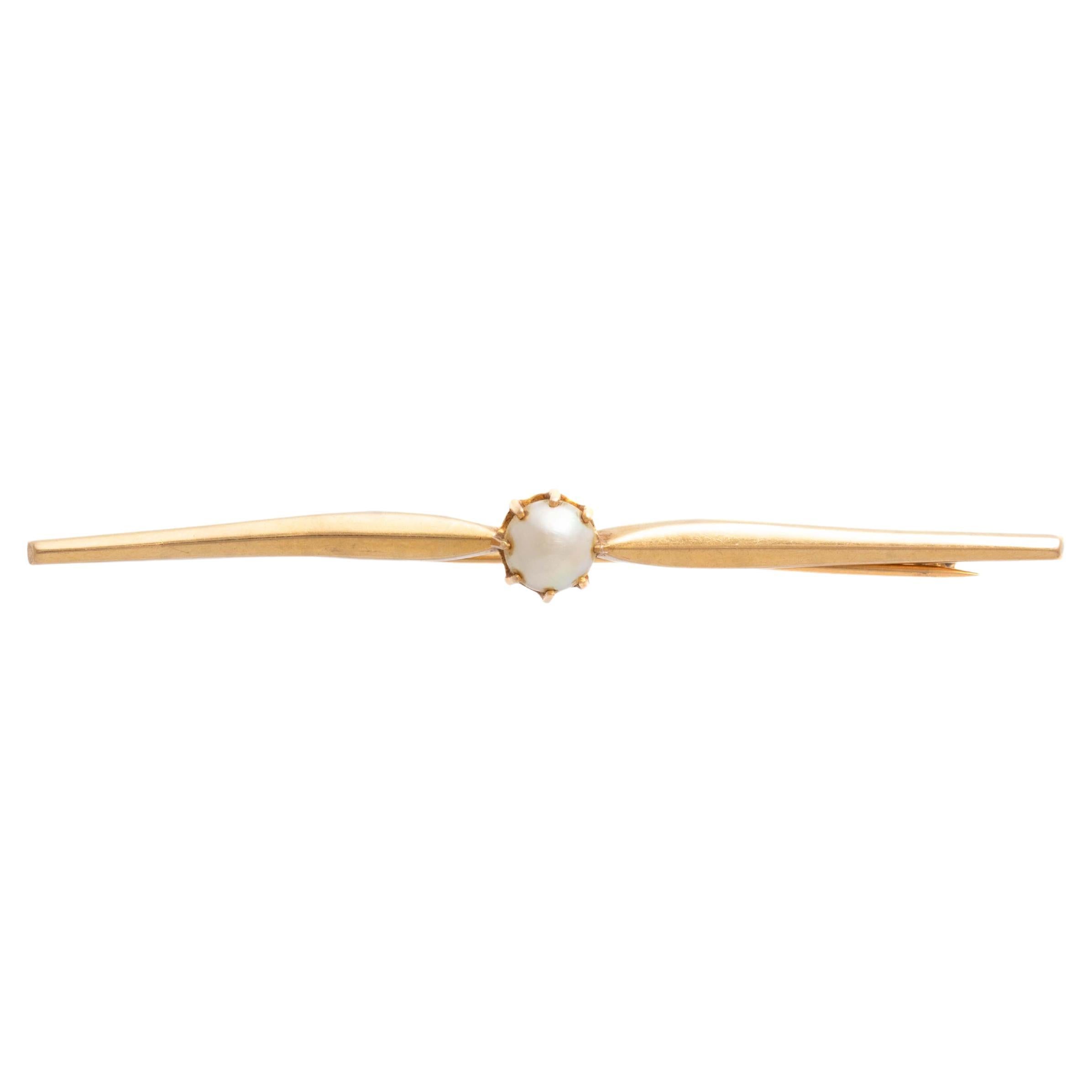 Pearl 18k Gold Brooch For Sale