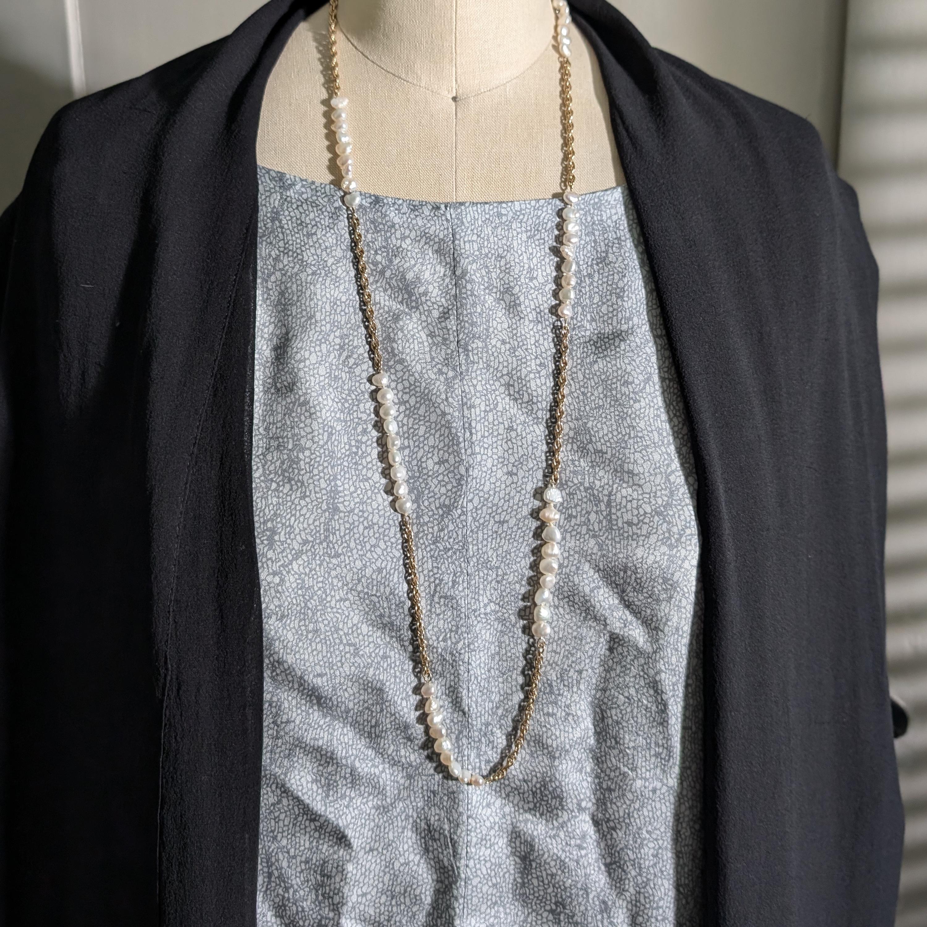 Pearl & 18K Gold Necklace, 32