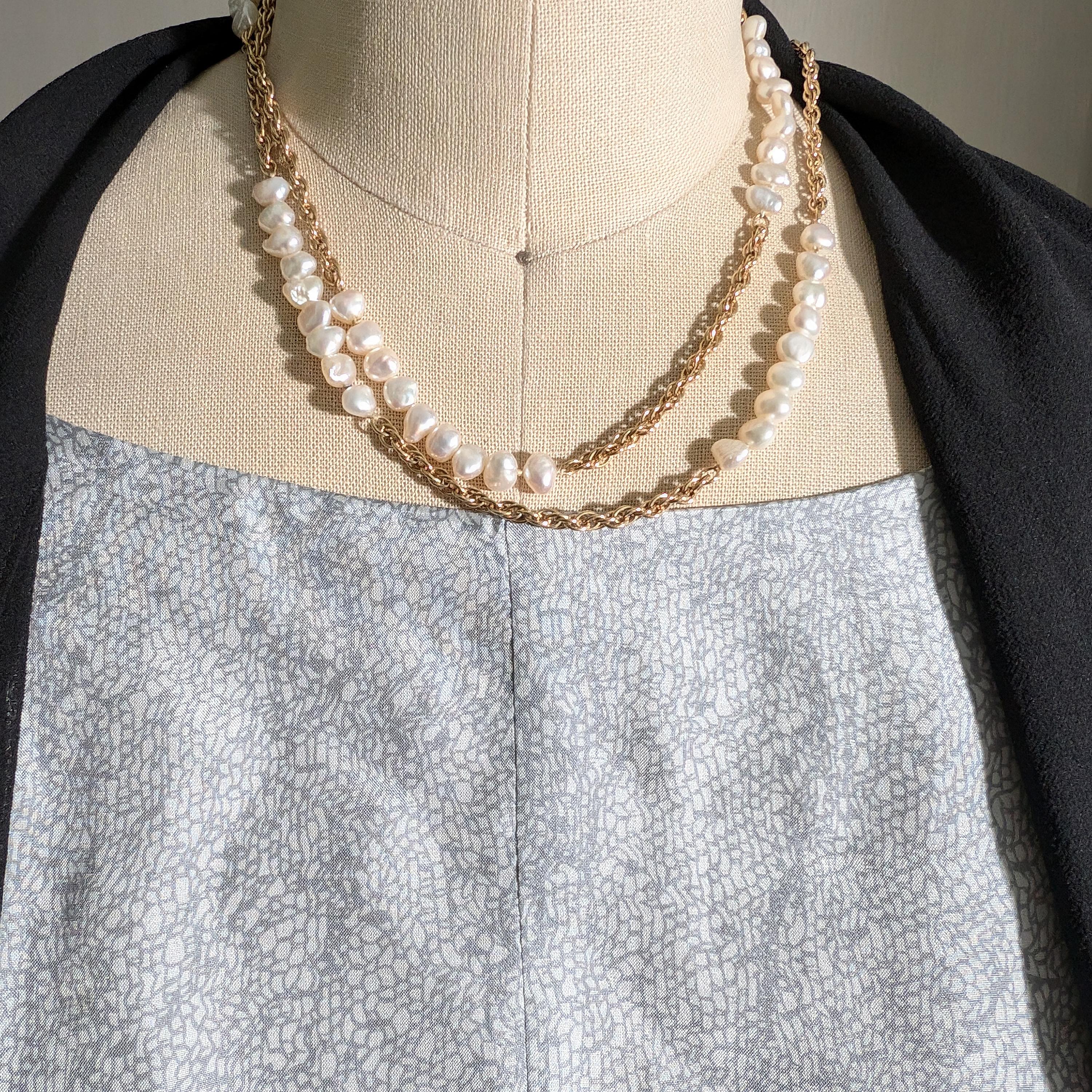 Pearl & 18K Gold Necklace, 32