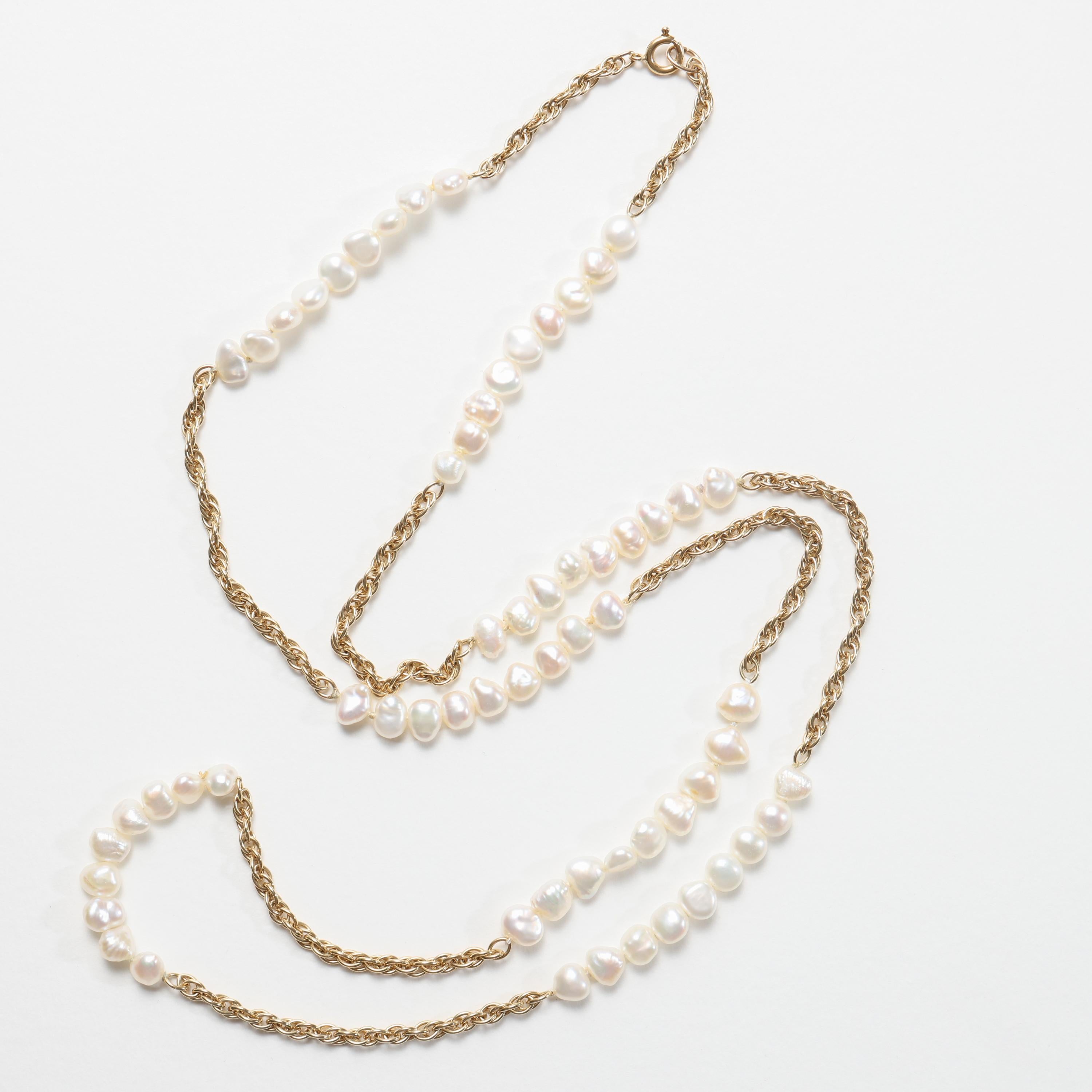 Artisan Pearl & 18K Gold Necklace, 32