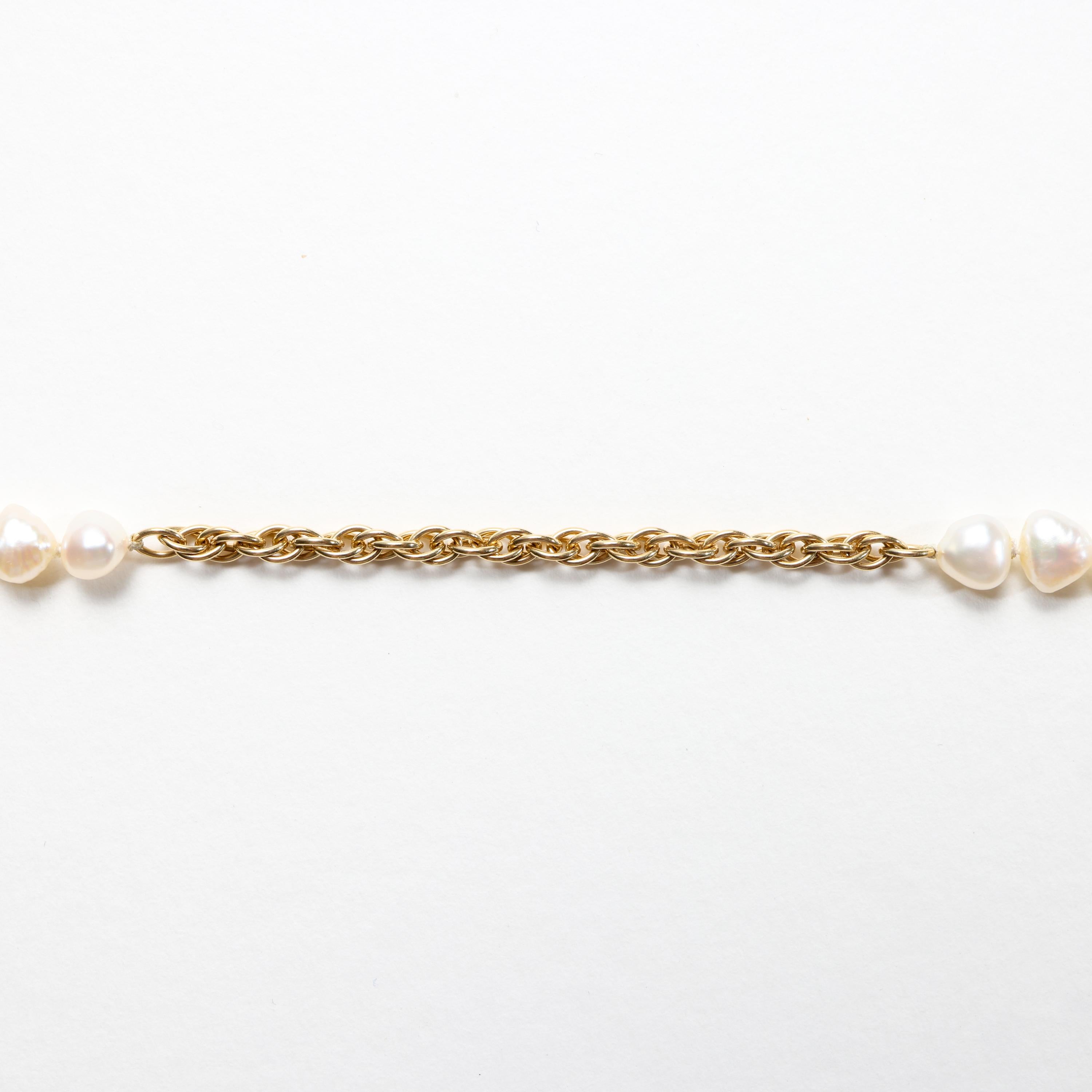 Bead Pearl & 18K Gold Necklace, 32