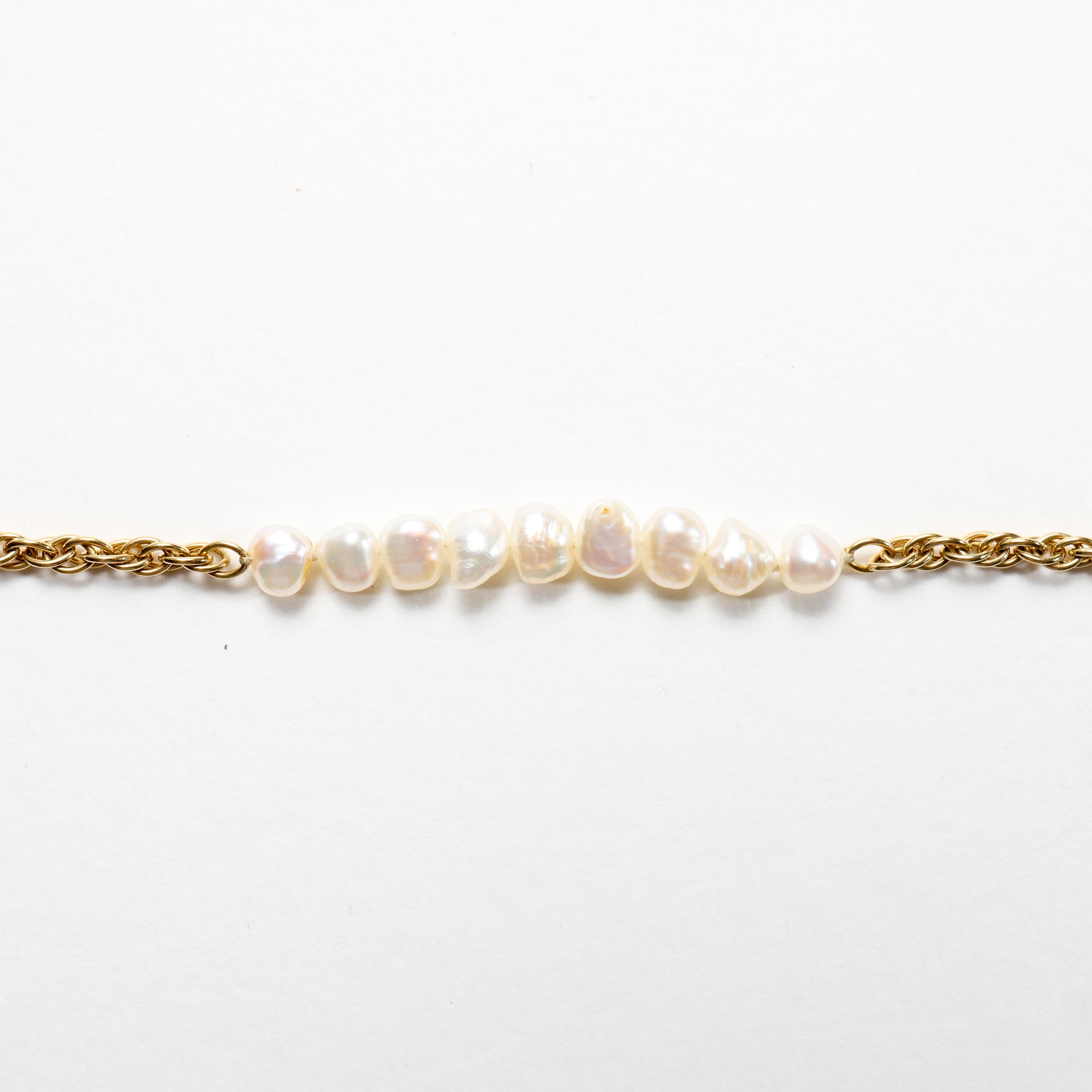 Pearl & 18K Gold Necklace, 32
