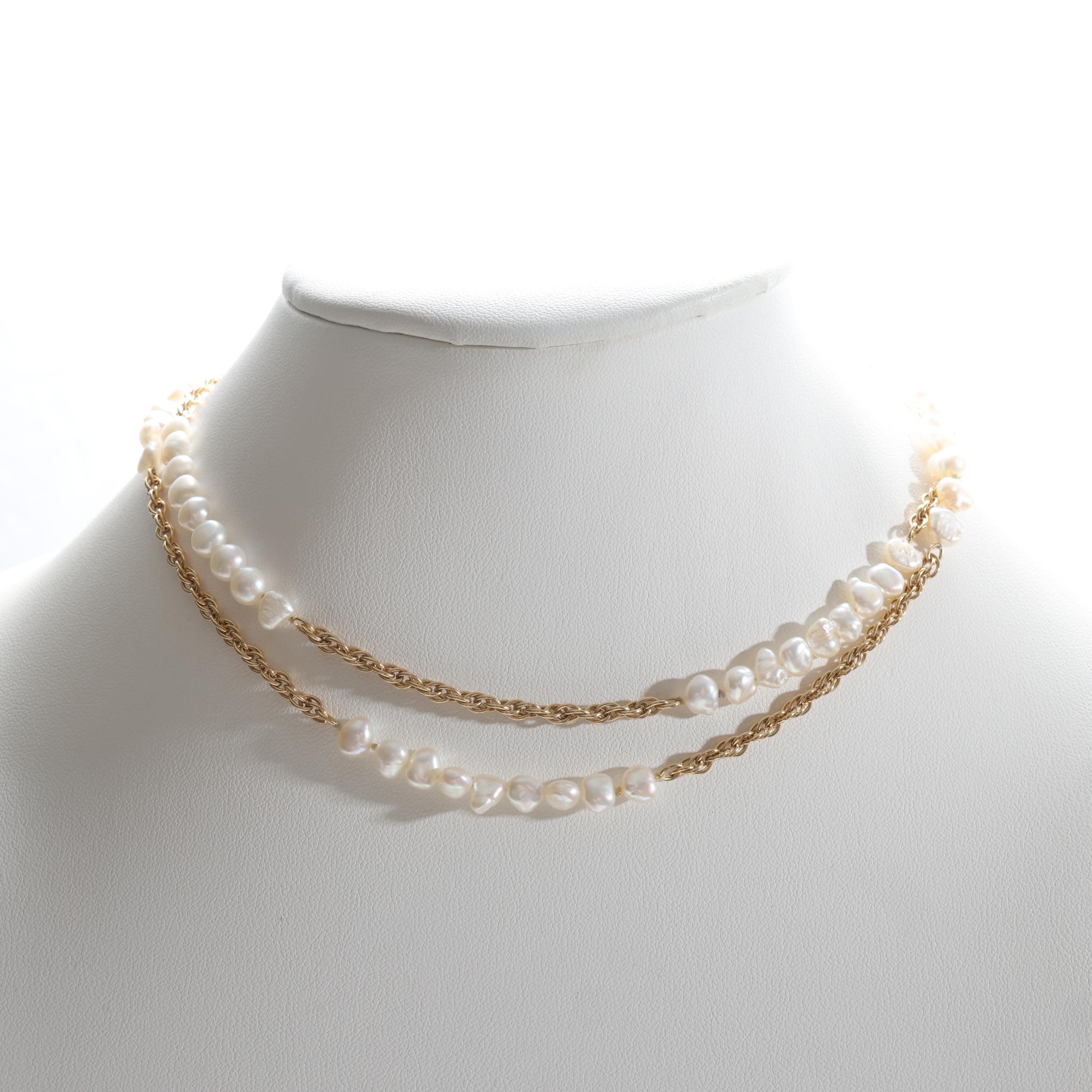 Pearl & 18K Gold Necklace, 32