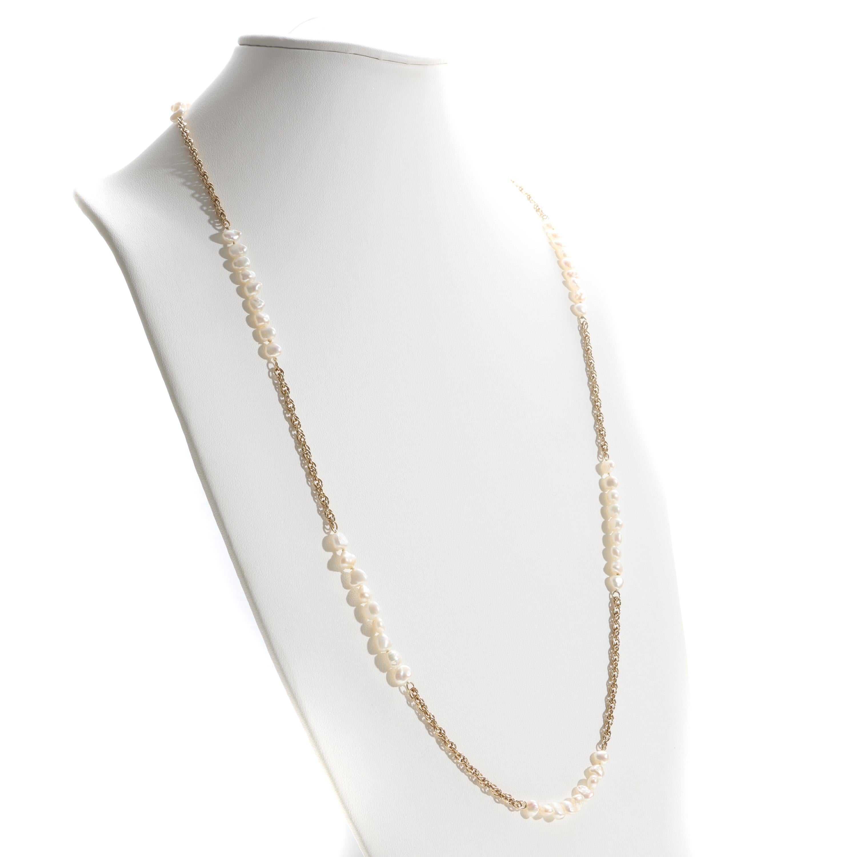 Pearl & 18K Gold Necklace, 32