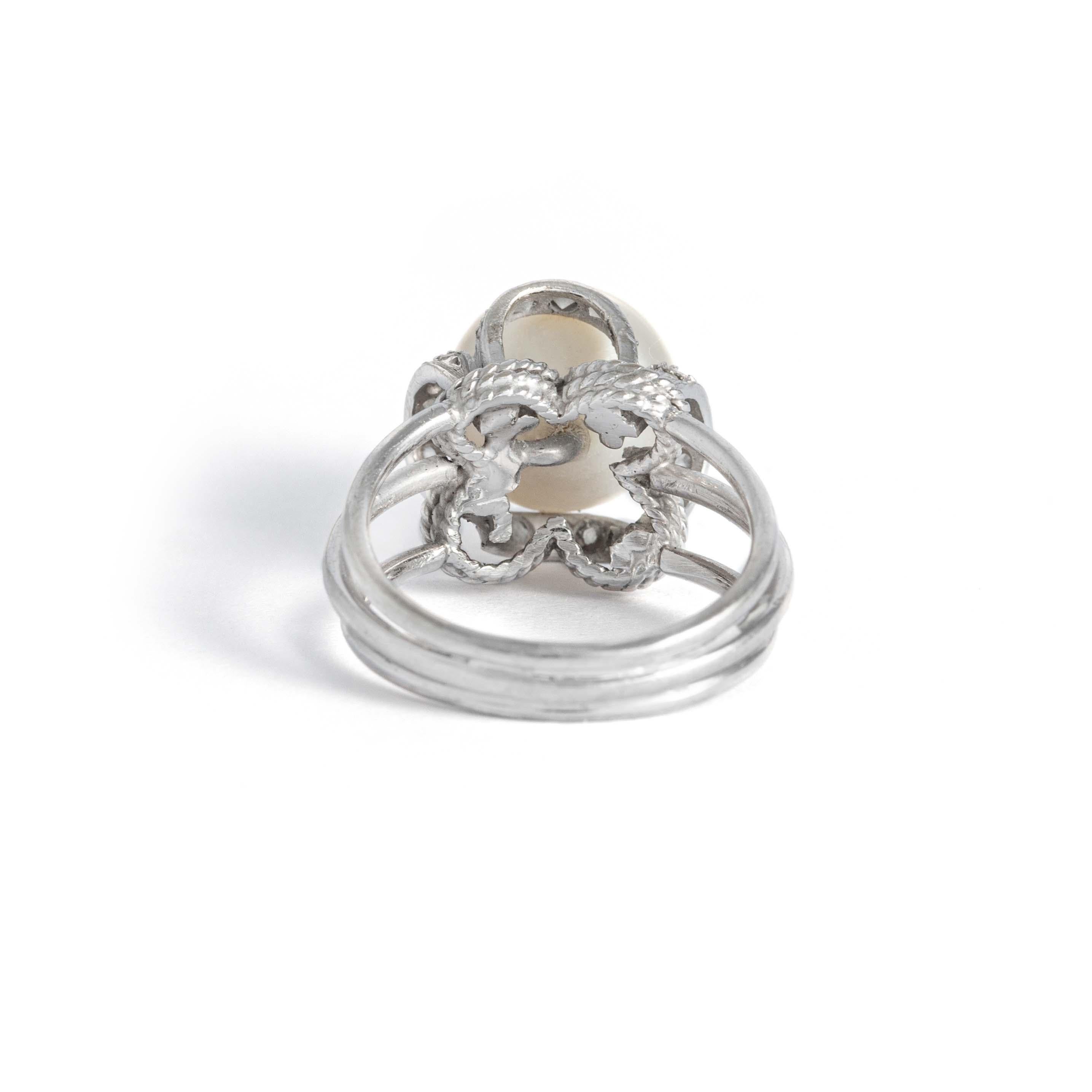 Pearl 18k White Gold Ring For Sale 1