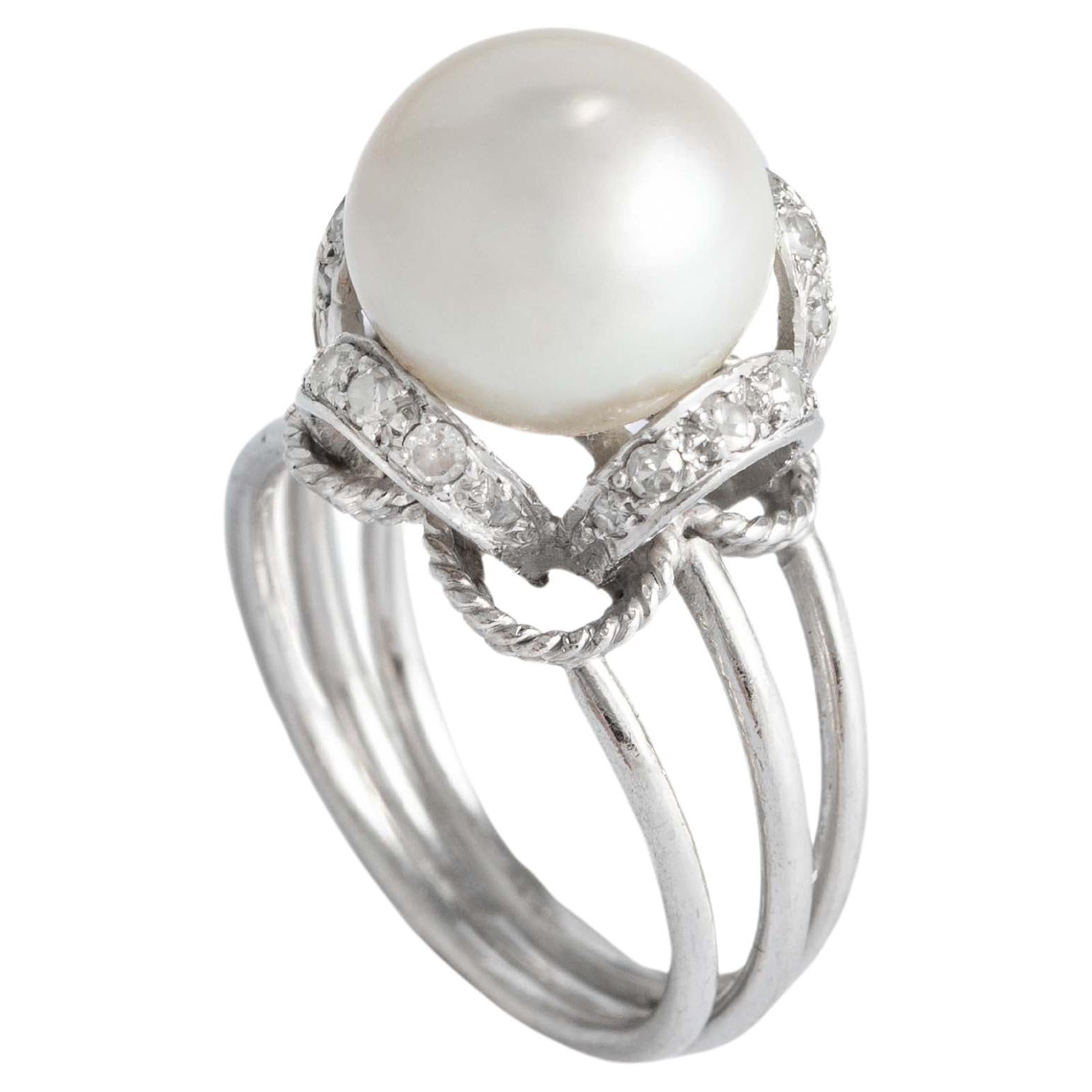 Pearl 18k White Gold Ring For Sale