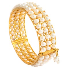 Retro Pearl 18k Yellow Gold Bracelet