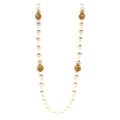 Pearl 21 Inch Necklace Strand of Pearls 8.5mm Pearls 14K Yellow Gold