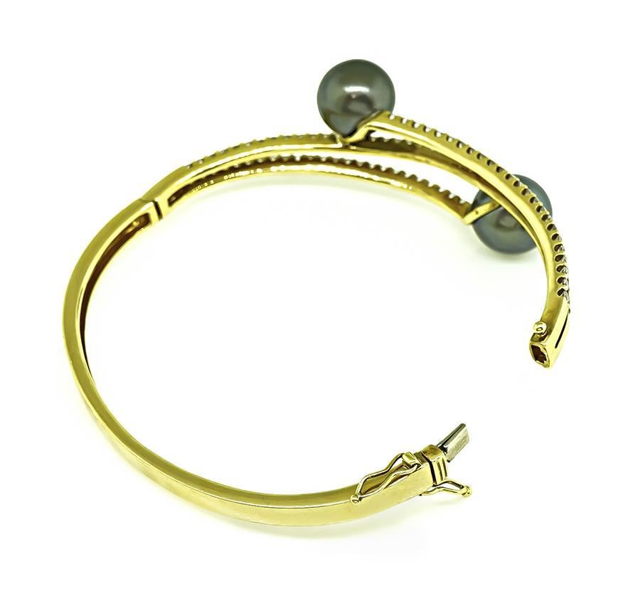 Bracelet en or avec perle et diamant de 2,50 ct Bon état - En vente à New York, NY
