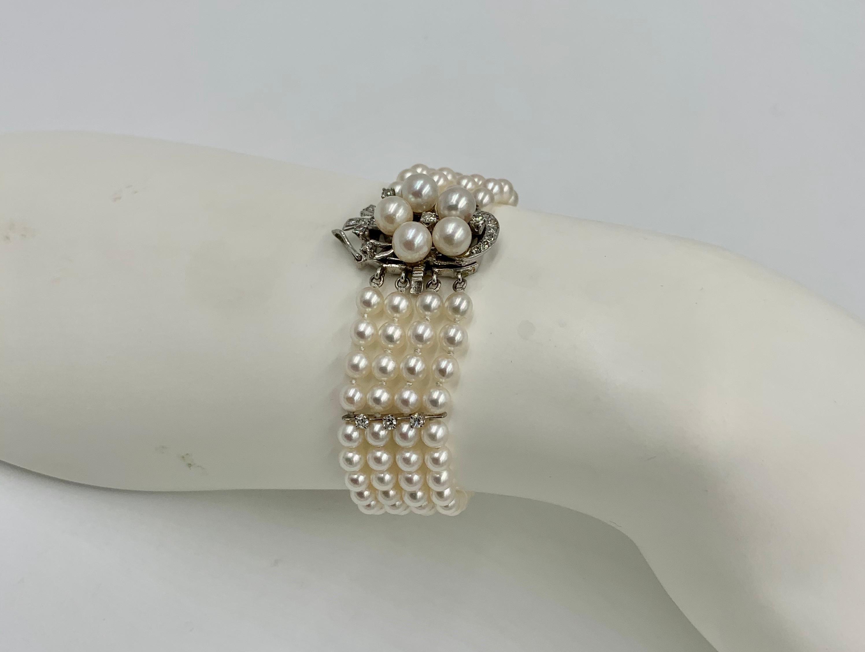Pearl 26 Diamond Bracelet 14 Karat White Gold Retro Hollywood Regency For Sale 5