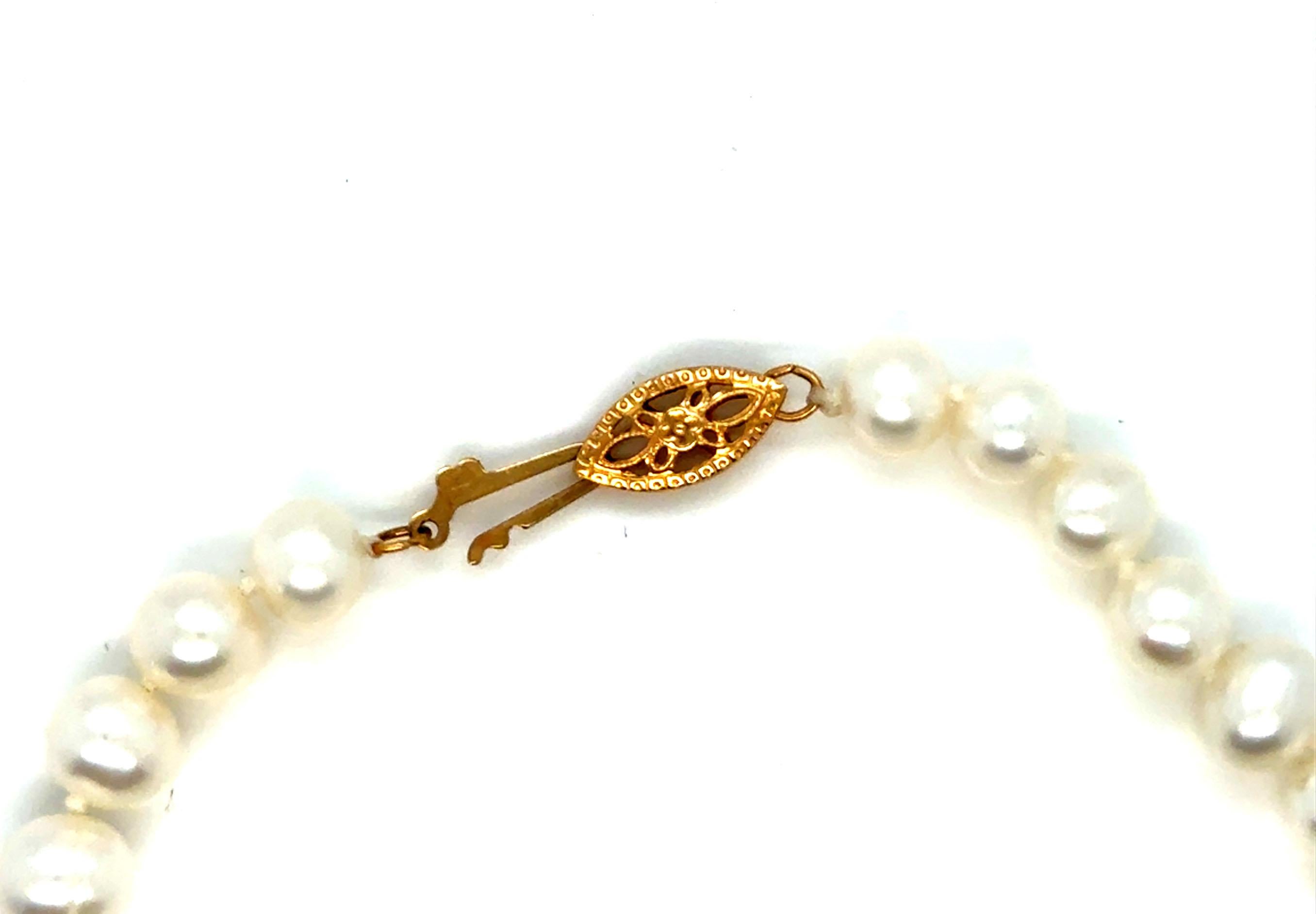 Pearl 6.5-7mm Bracelet 14K Yellow Gold Clasp 7.5 Inch Brand New (Ungeschliffen) im Angebot