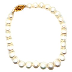 Pearl 6.5-7mm Bracelet 14K Yellow Gold Clasp 7.5 Inch Brand New