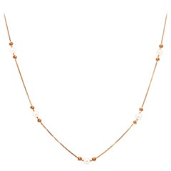 Pearl 9 Karat Rose Gold Soleil Necklace Natalie Barney