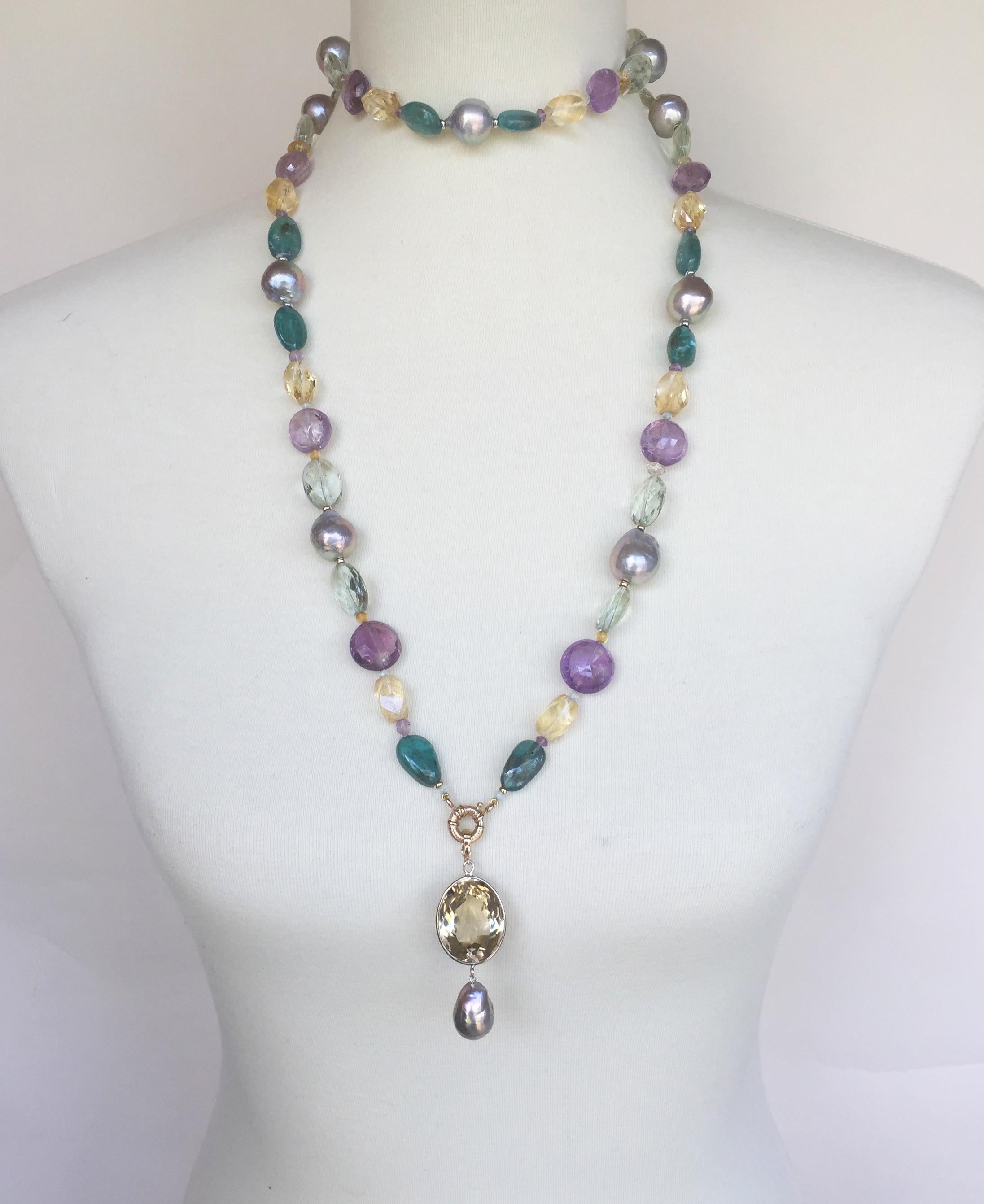 amethyst and citrine necklace