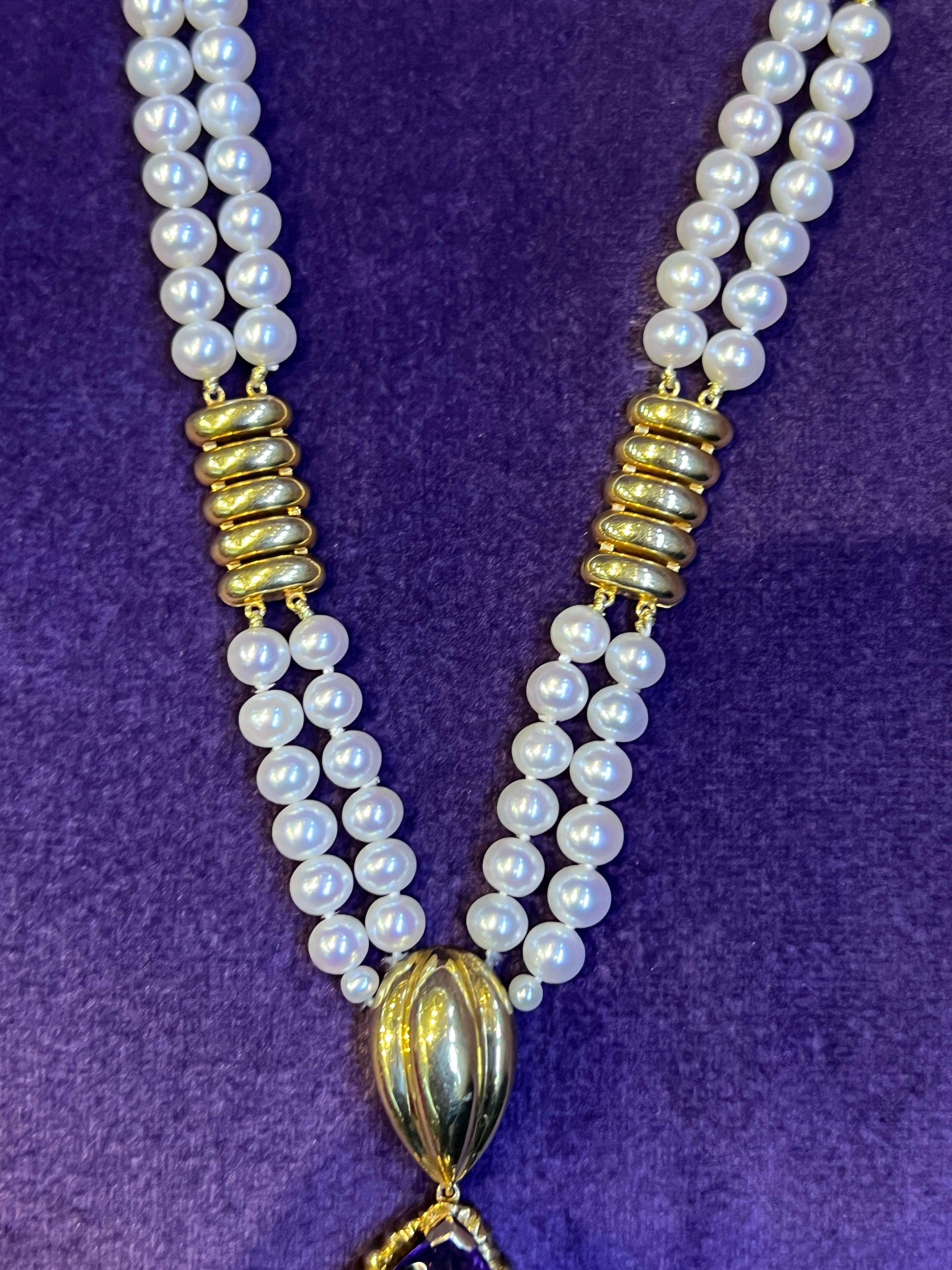 Collana di perle e ametista in vendita 6