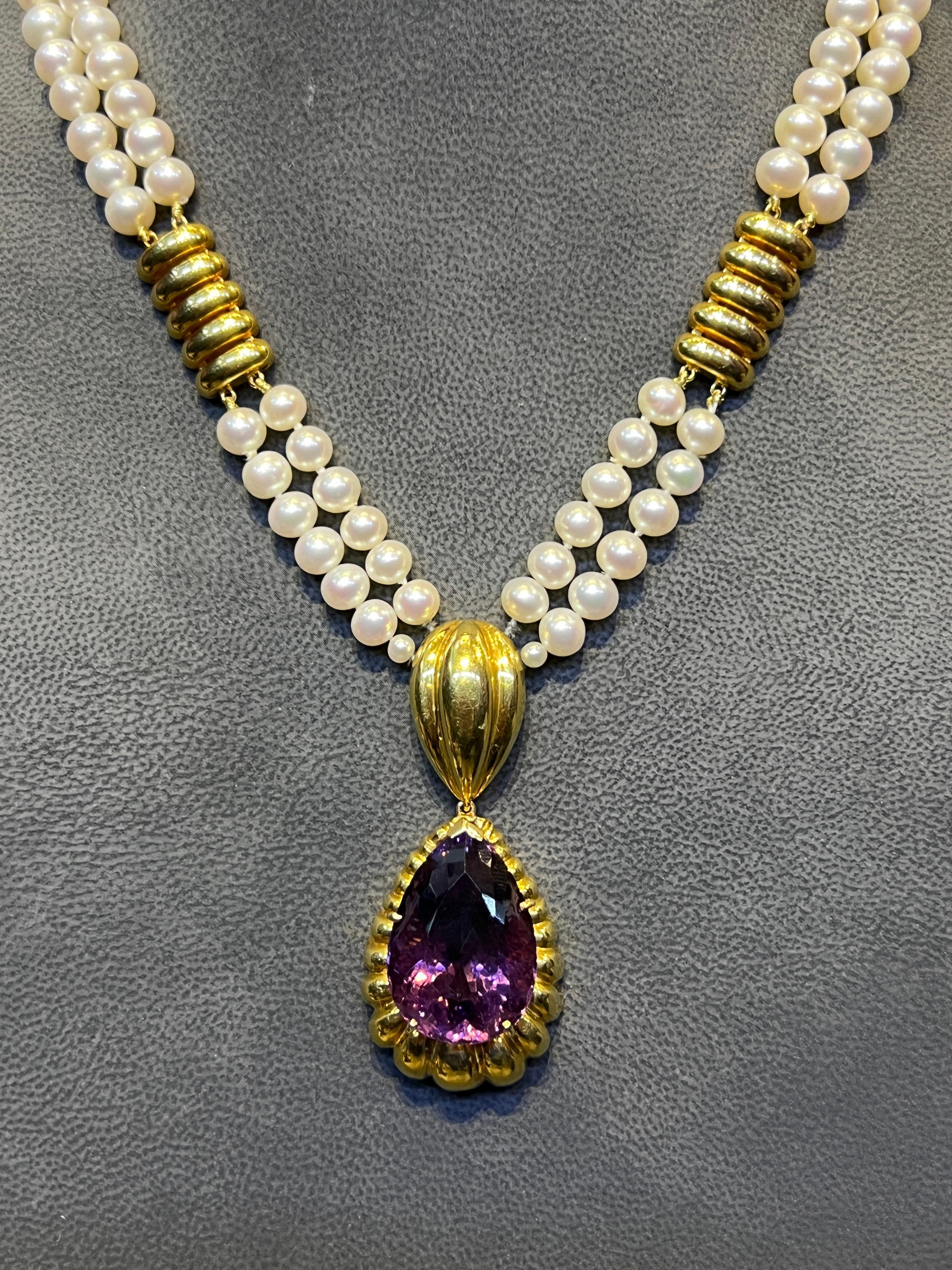 Collana di perle e ametista in vendita 2