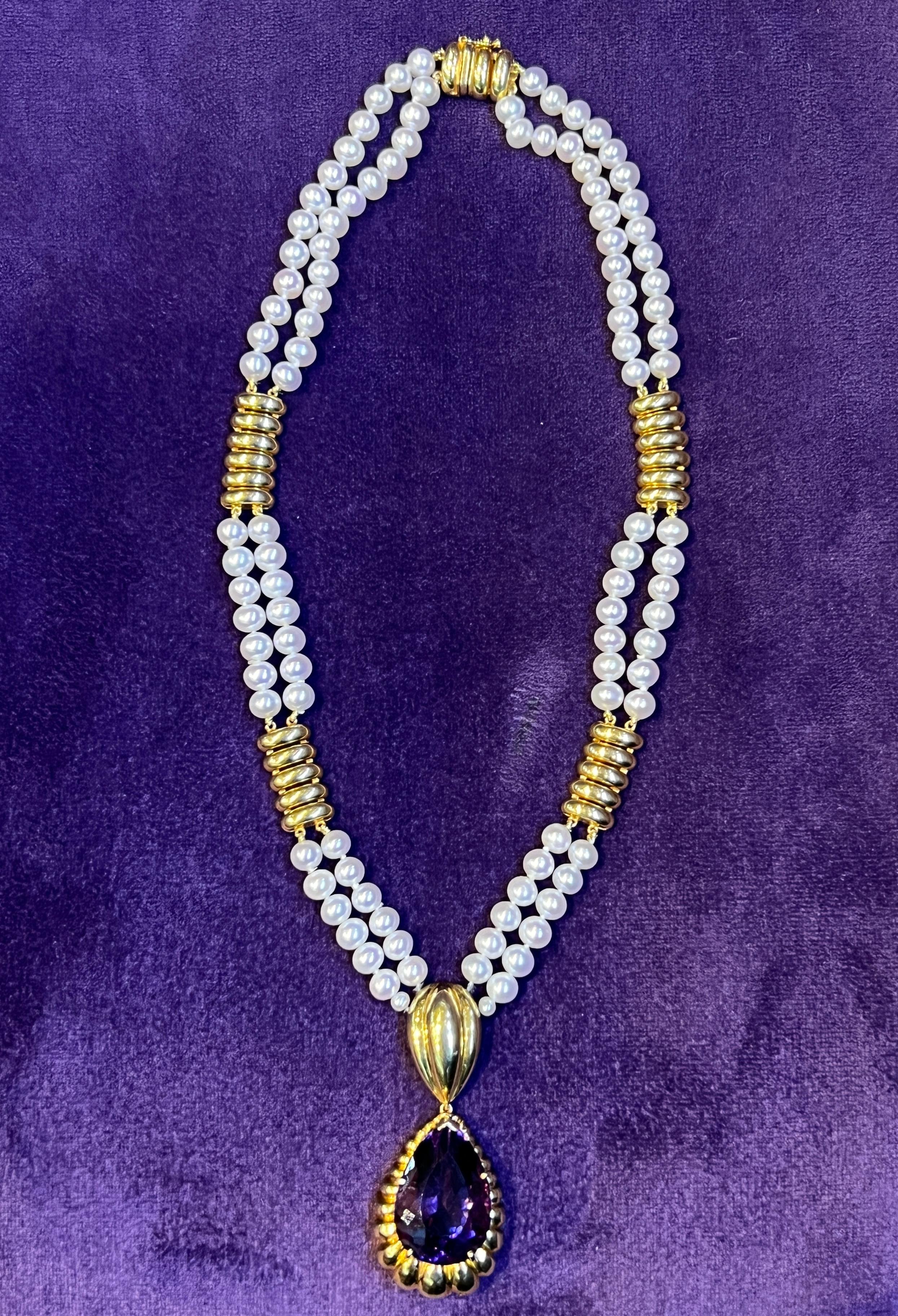 Collana di perle e ametista in vendita 3